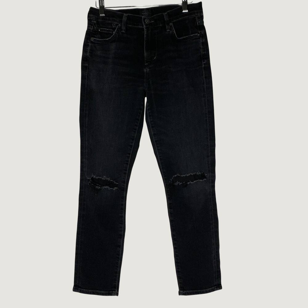 Citizens of Humanity Rocket Crop Women's Sz 25 Black Distressed Skinny Jeans EUC
